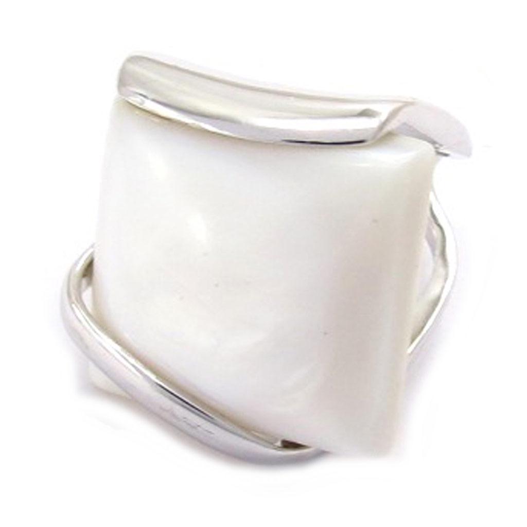 Silver Ring 'Obao' Silver Mother-of-pearl (rhodium) - 19x20 Mm