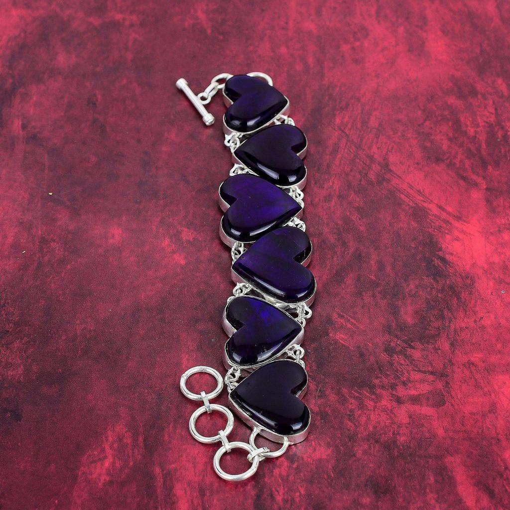 Amazing Purple Flash Labradorite 925 Solid Sterling Silver Jewelry, Handmade Gemstone Beauteous Bracelet Jewelry For Love Labradorite Jewelry