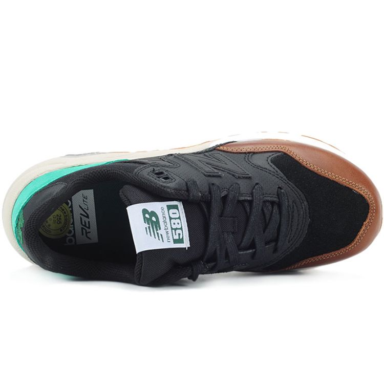 New Balance NB 580 Удобные Универсальные Амортизирующие Прочные Низкие Кроссовки для Марафона Унисекс Черно-Зеленые MRT580NK