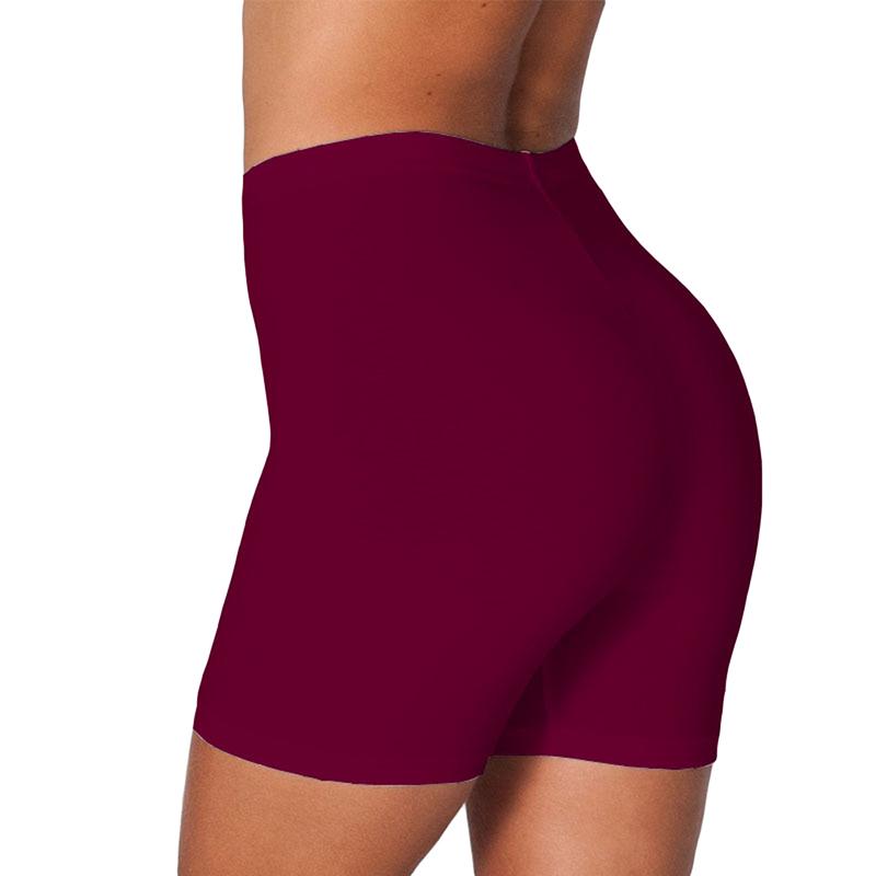 Women Summer High Waisted Elastic Solid Color Seamless Safety Shorts Briefs Leggings Pants