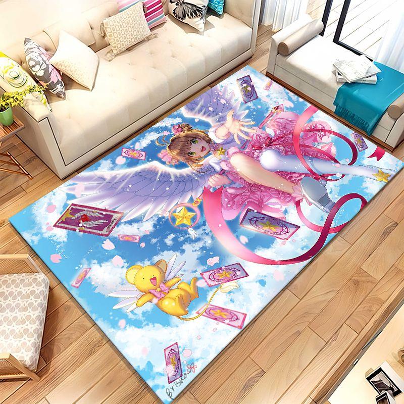 Cute Sakura Card Captor Girl Cartoon Living Room Non-Slip Area Rug Soft Carpet for Bedroom Kids Playroom Sofa,Home Decor Doormat