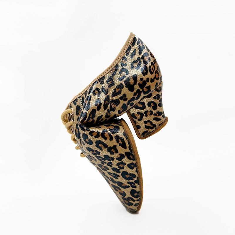 Модные новые материалы Танцевальная обувь Трехмерный леопардовый принт Взрослые женщины Для помещений Мягкая подошва Латиноамериканские танцы Учитель Танцевальная обувь