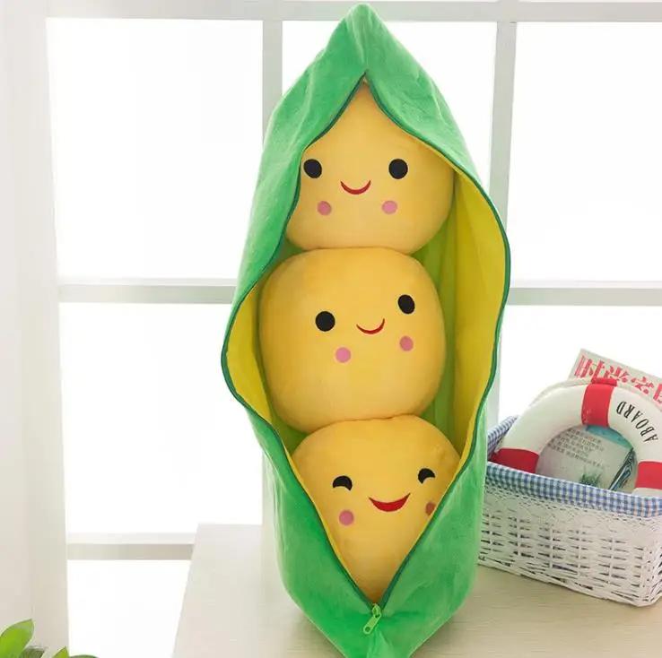 25Cm Cute Children's Baby Plush Peas Filled Plant Doll Toy Children Kawaii Quality Pea-Shaped Pillow Toy Boy Girl Gift