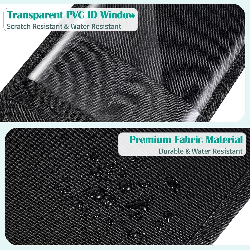 SITHON Handicap Placard Holder For Car Visor, Disabled Parking Permit Sign Protector With Pen Holder, Card Slots And Elastic Strap, Black