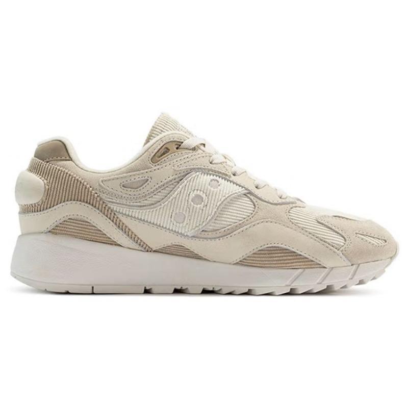 SAUCONY Унисекс низкие ретро повседневные беговые кроссовки Dow 6000X, цвет хаки-коричневый, с амортизацией, нескользящая, износостойкая ткань, кожаный верх S79027-1
