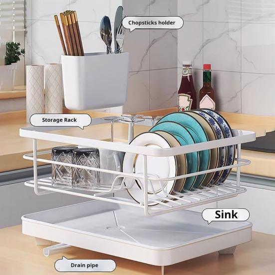 Полка для сушки посуды Большая вместимость Нескользящая конструкция Стабильный автоматический слив Простота установки Экономия места