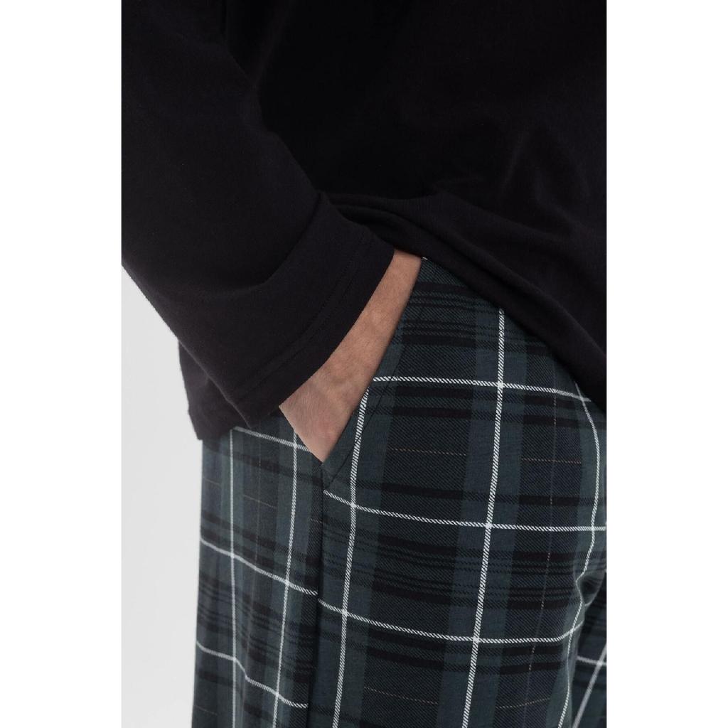 Мужской хлопковый пижамный комплект с длинными рукавами, нагрудным карманом, карманом с узором и карманом