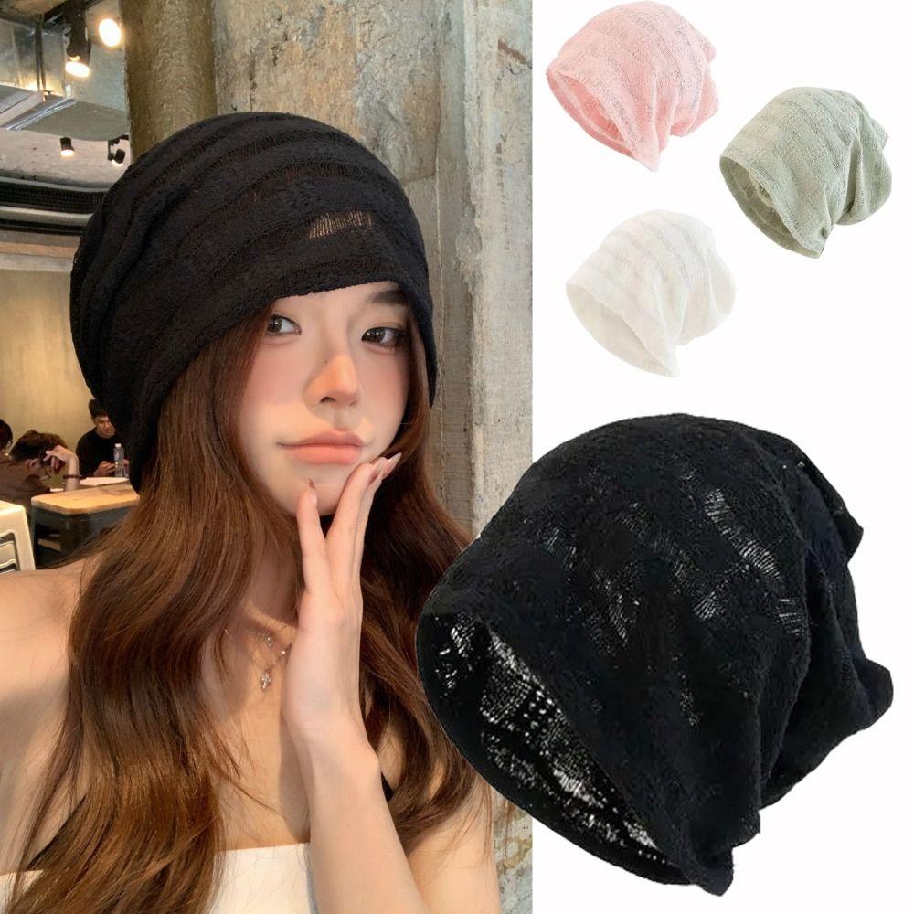 Thin Knitted Hat Hollow Design Sunscreen Cap Fashion Beanies Hat Spring Summer