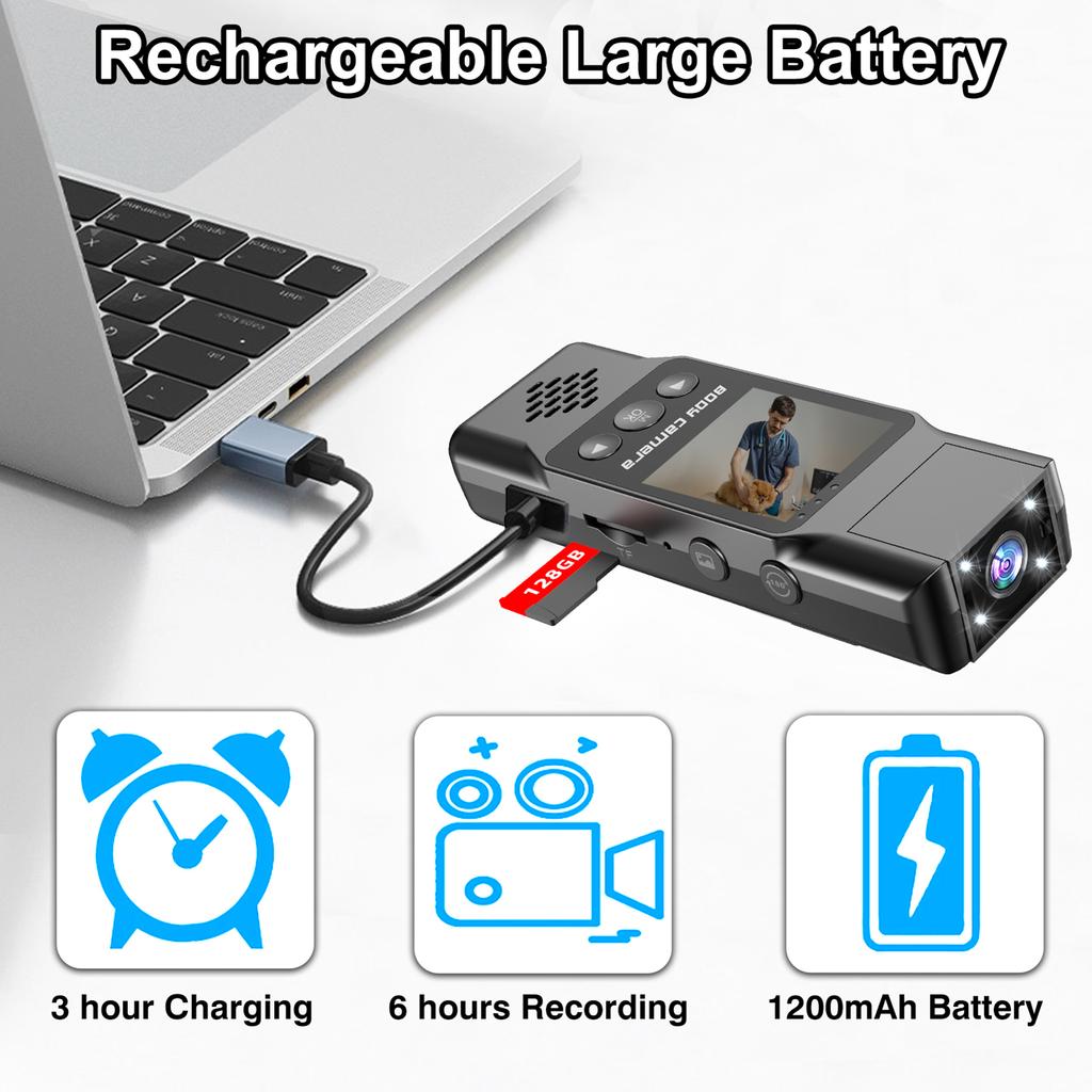 4K WiFi Body Camera with Audio and Video Recording Wearable Body Cam Mini Video Camera Camcorder