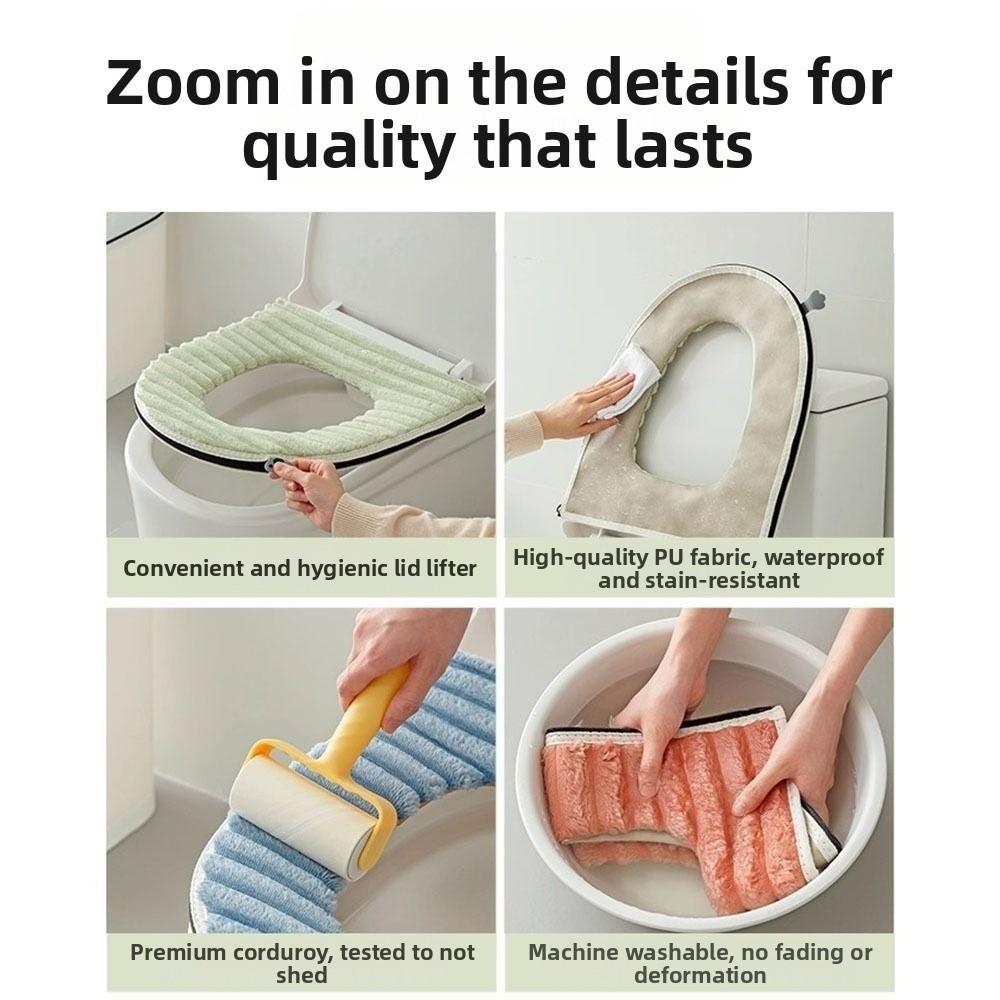 Double-sided Toilet Seat Cushion Stripe Plush Toilet Seat Pad Household Four Seasons