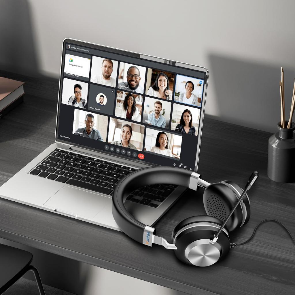 Wantek Upgrade USB Новый шумоподавляющий проводной ПК Подходит для веб-сайтов Home Commercial Remote Online Clear Совместимость с Mac Ultra Super No Ear Bolt