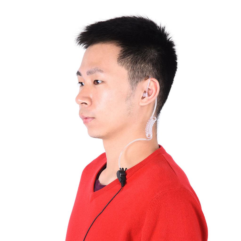 2 Pin   Acoustic Tube Earphone, Tube Earphone with 360 degrees  Rotating Clips and PTT Microphone, Red Light for Two Way Radio Wakie Talkie