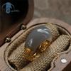 Кольцо-камень Тигровый глаз Медь Регулируемое Для Женщин Открытое Наслаиваемое На Указательный Палец Цвет Майяр Ретро Роскошное Изящное Тонкое Модное