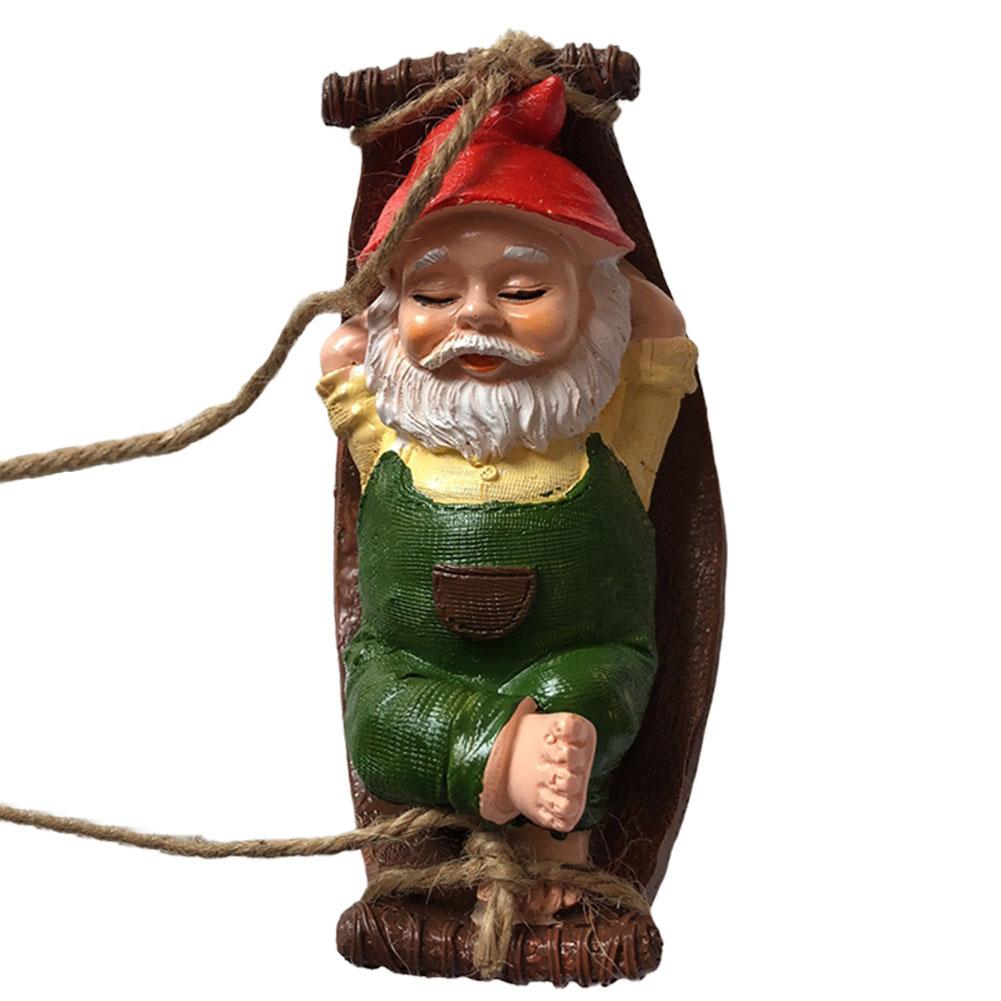 Забавные садовые гномы, уличная подвесная статуя, полимерная статуя садового гнома, фигурка гнома для газона, патио, двора, украшения для дерева
