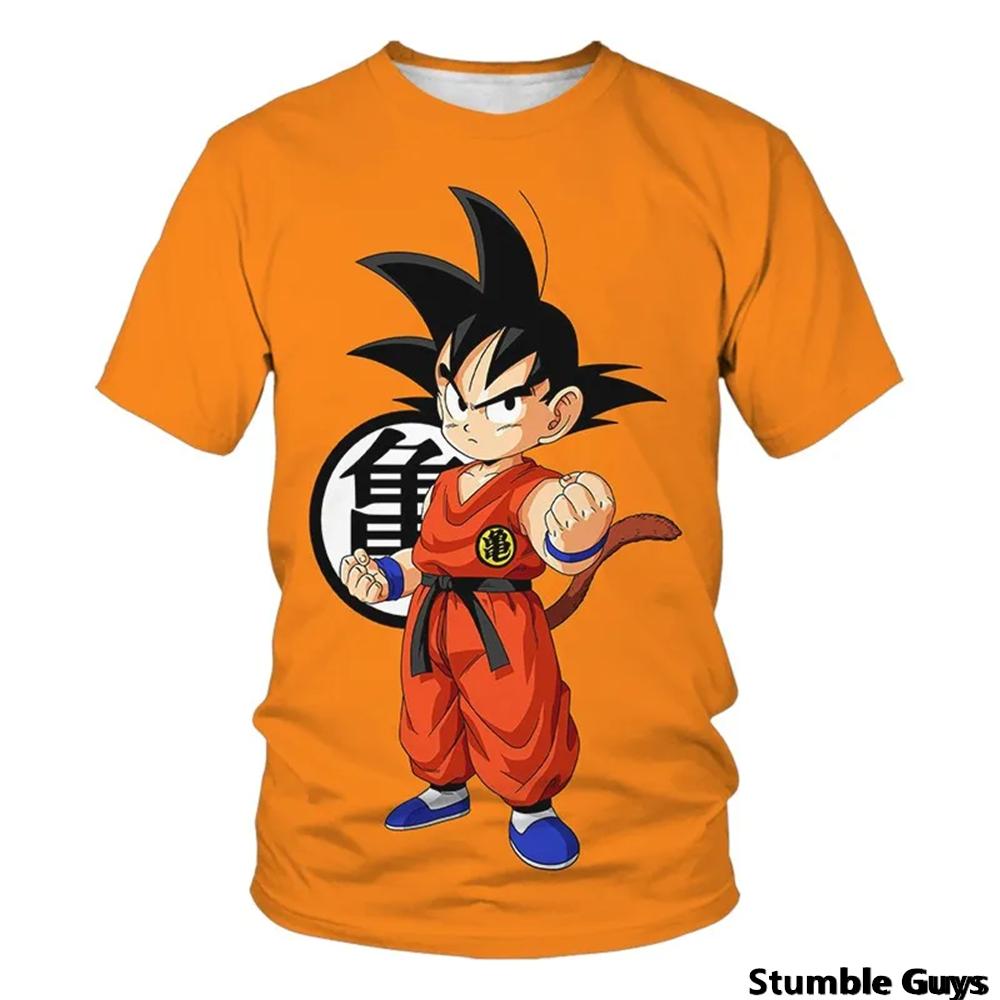 Детская мультяшная аниме-расцветка Dragon Ball принт 3D Укун футболка с коротким рукавом топ футболка детская одежда