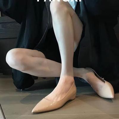 Французские туфли высокого класса телесного цвета с заостренным носком, увеличивающие рост, женские туфли 2024 года, повседневные, легкие, универсальные туфли для поездок на работу