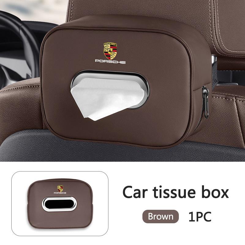 AEKUQ1 Car Tissue Storage Bag Interior Accessories Toilet Paper Organizer For Porsche Panamera Taycan 911 718 Macan Cayenne Boxster