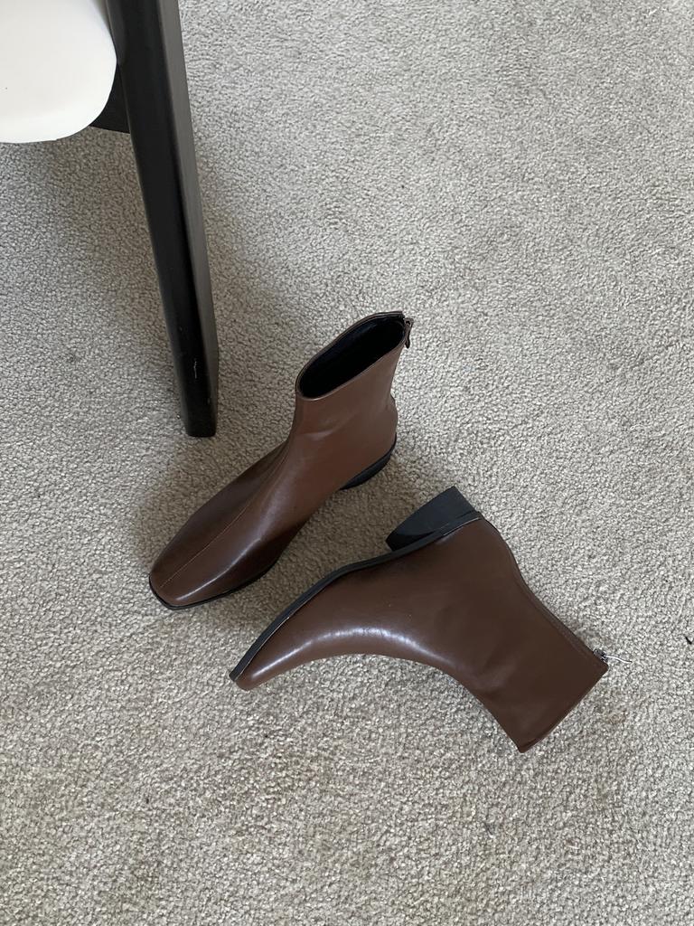 Coarse heel French British style retro square head short boots women's boots autumn new models