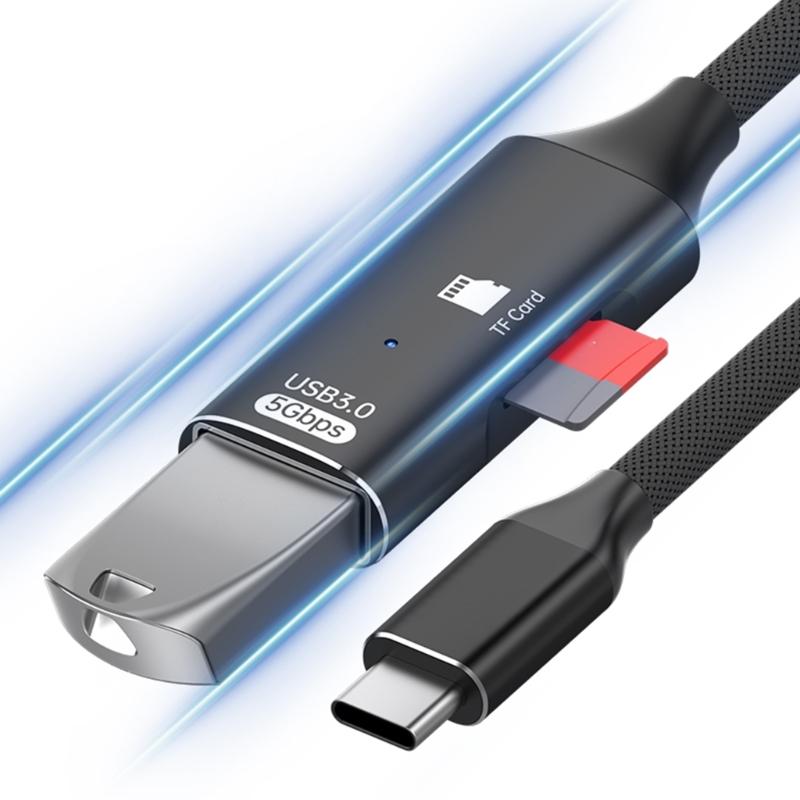 Двухпортовый USB C в USB 3.0 OTG конвертер со слотом для карт, портативный алюминиевый USB C хаб для мобильных устройств и компьютеров