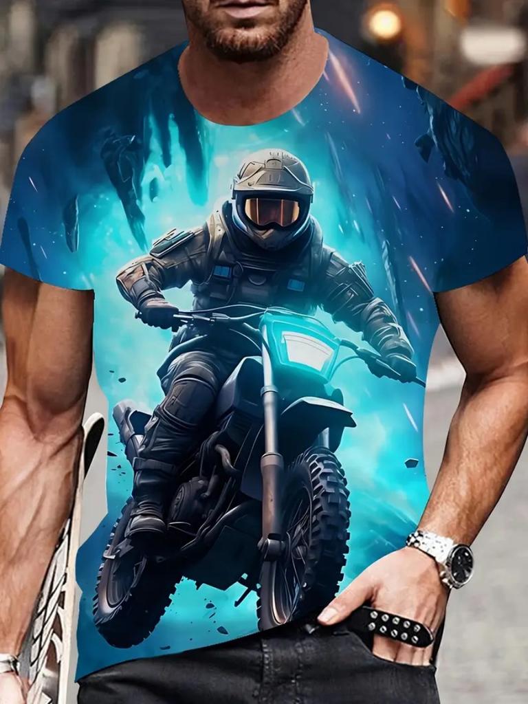 Новые модные мужские футболки крутые мотоциклетные цифровые 3D-печатные мужские футболки летние большие размеры свободные повседневные футболки повседневная уличная одежда