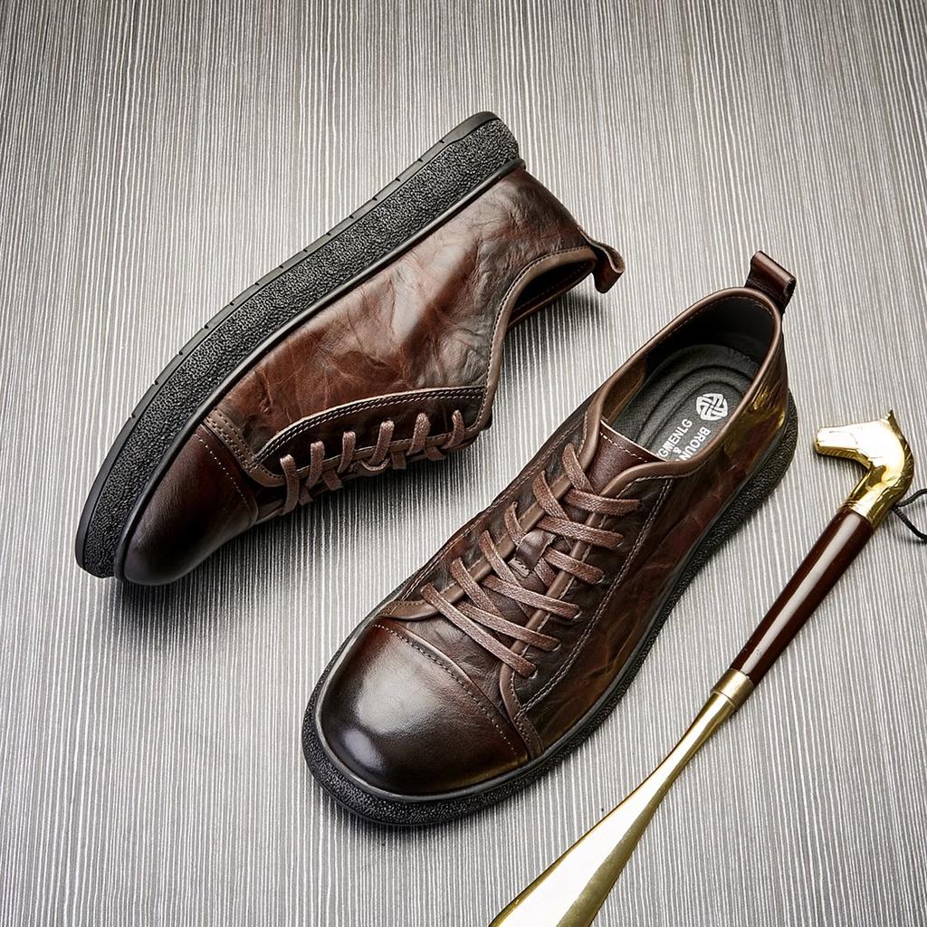 Боуэй повседневные кожаные туфли мужские деловые туфли на мягкой подошве со шнуровкой и круглым носком из натуральной кожи дышащие зеленые туфли из коровьей кожи модные одинарные туфли мужские