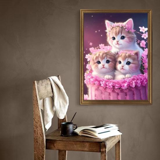 Пейзаж с бриллиантами, милый кот, принт, дизайн, улучшение координации, снятие стресса, мозаика, алмазная вышивка, украшение для дома, сделай сам, подарок