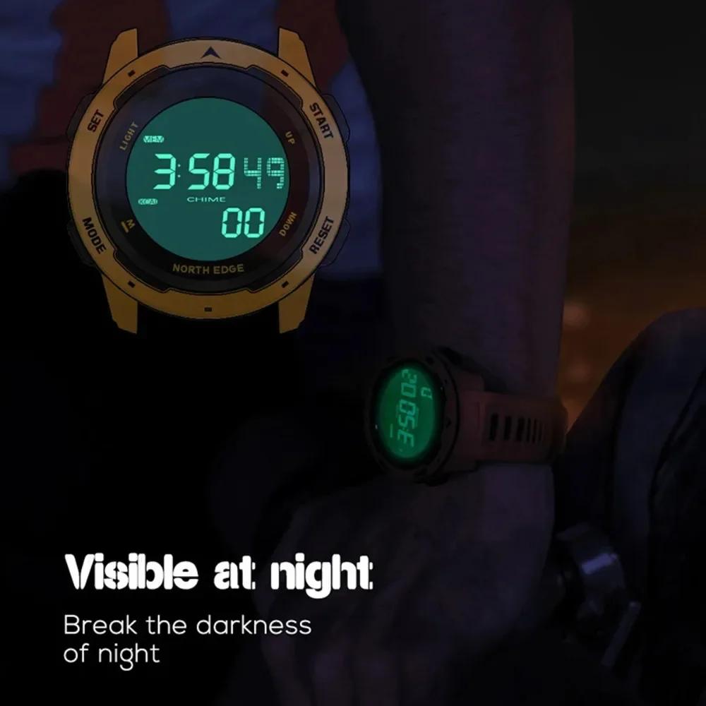 NORTH EDGE Watches for Men MARS Sportswatch Dual Chronograph Running Pedometer Countdown Digital Alarm 50M Waterproof Men Watch