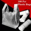 100Pcs Supermarket Plastic Bags With Handle Useful Plastic Storage Transparent Shopping Bag Roll Food Packaging Keep Fresh Tools