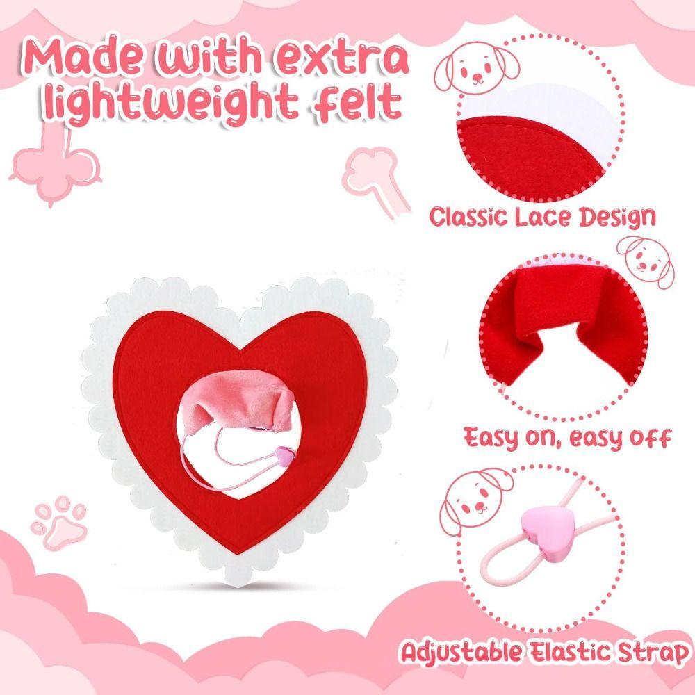 Creative Heart Shape Cat Dogs Hat Cute Comfortable Dog Cosplay Hat Soft Pet Accessories Puppy Love Hat Valentine's Day