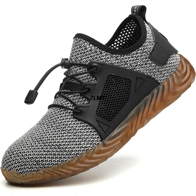 Модные сетчатые защитные ботинки для мужчин, летние рабочие ботинки со стальным носком, устойчивые к проколам, противоударные рабочие ботинки, дышащие защитные ботинки для мужчин