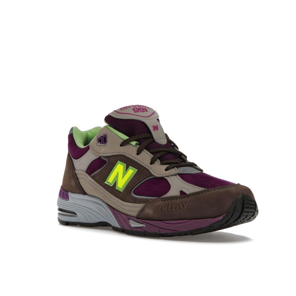 Stray Rats x New Balance 991 Сделано в Англии Фиолетовый Зеленый Женские Кроссовки Серый W991SRG
