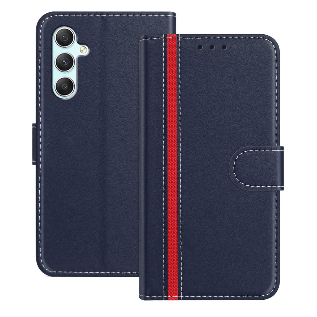 For Samsung Galaxy A34 5G Phone Cases Wallet Stand Color Splicing Leather Cover with Magnetic Clasp