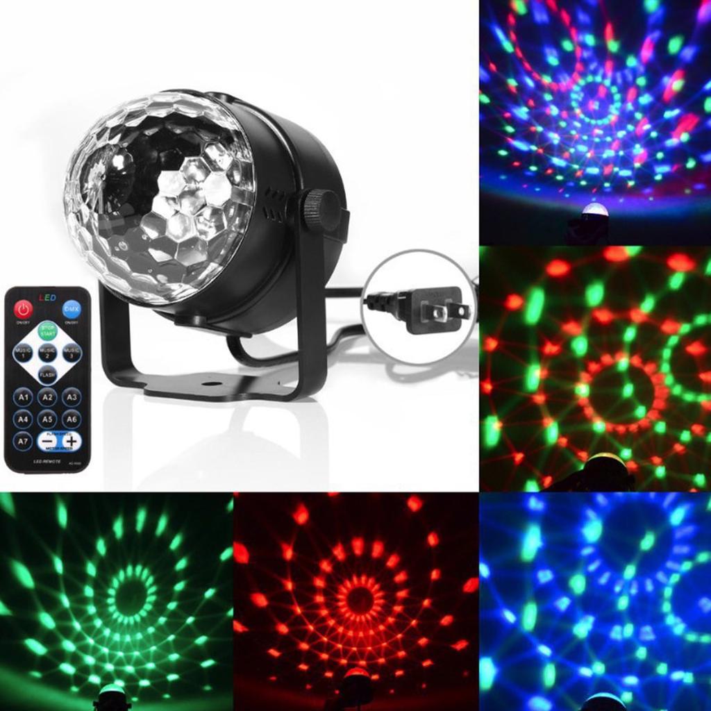 Disco light party lamp, flashing LED projector, sound-activated stage light strip with remote (EU standard)