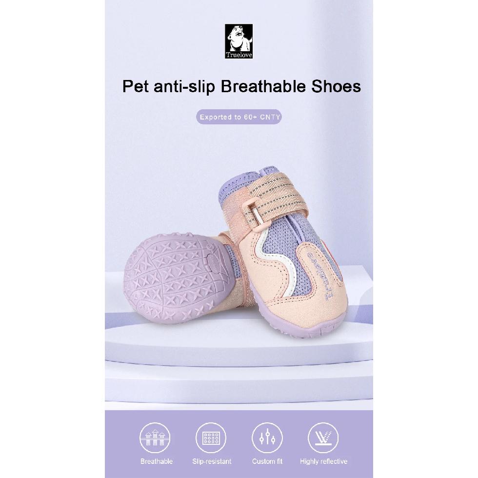 Truelove Breathable Dog Shoes with TPR Sole Flexible Protectable Soft Outsole Classic Outdoor Dog Boots All Breed 4Pcs TLS3962
