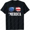4 июля День независимости Америки Патриот США МЕРИКА Унисекс Футболка Очки Графика Camisetas Простые Повседневные Хлопок Летние Футболки
