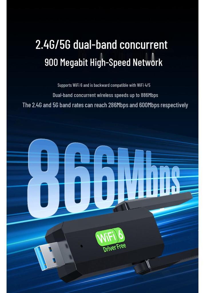 1300Mbps Dual-band USB Wireless Network Adapter for Desktop and Laptop