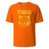 Purrvana Cat Head Print T-Shirt Summer Tees For Men Women 100% Cotton O-neck Oversize Casual Short sleeved Tops