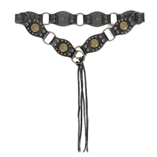 Женский ремень в стиле ретро, ​​преувеличенный ромб, металлическая пряжка из искусственной кожи, широкий ремень с ушками, аксессуары для брюк