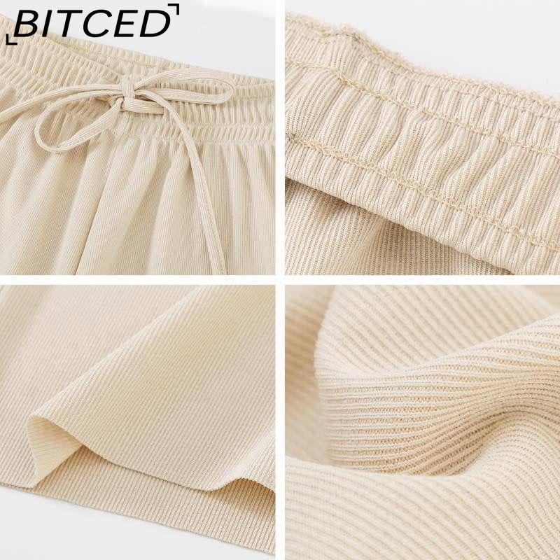 BITCED Женские укороченные брюки из ледяного шелка, летние, легкие, с высокой талией, струящиеся, свободного кроя, защита от солнца, прямые, широкие брюки