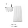 Kaslead New Arrival Women's Clothing Fashion Style Fashion Cotton Linen Embroider Short Top Casual Skirt Suit