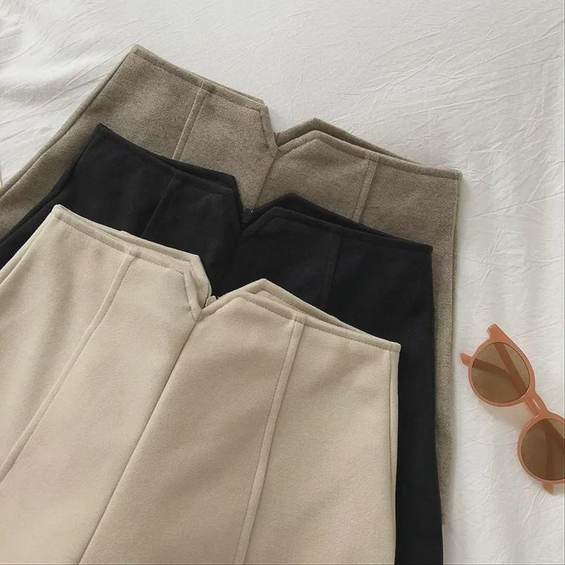 Женские шерстяные шорты А-силуэта с высокой талией: Осень/Зима 2023 Корейская облегающая повседневная одежда для активного отдыха
