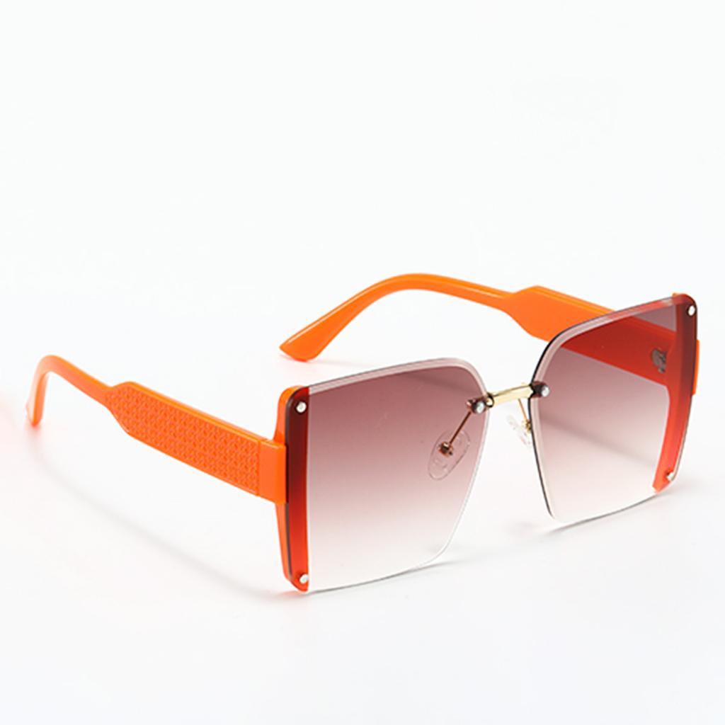 Modern Fashion Orange Grey Gradient Square Sunglasses With Orange Metal Strip Decoration Sunglasses Women Glasses Women