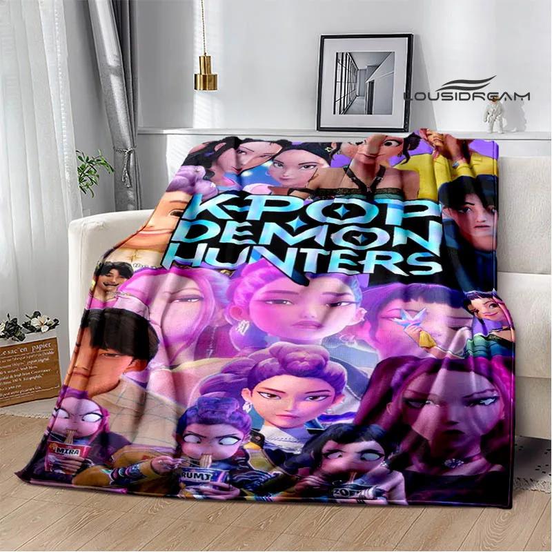 KPop Demon Hunters Cartoon printed blanket Picnic blanket Warm Flannel blankets Home bed linings blankets for beds Birthday Gift