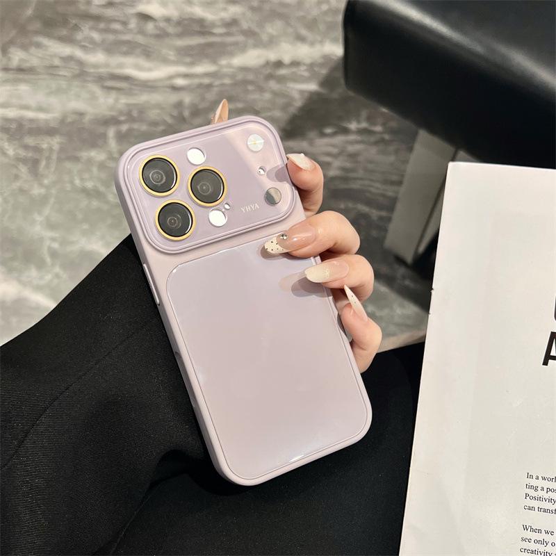 Solid Color Personalized Protective Case for iPhone 17 Pro Max with Large Glass Back Panel