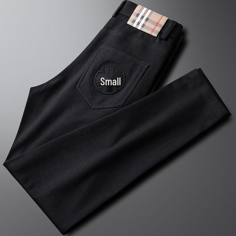 Белые мужские джинсы слим-фит, устойчивые к складкам - Стирка, прямой крой, Business Casual, легкая роскошь, модный бренд для осени и зимы.