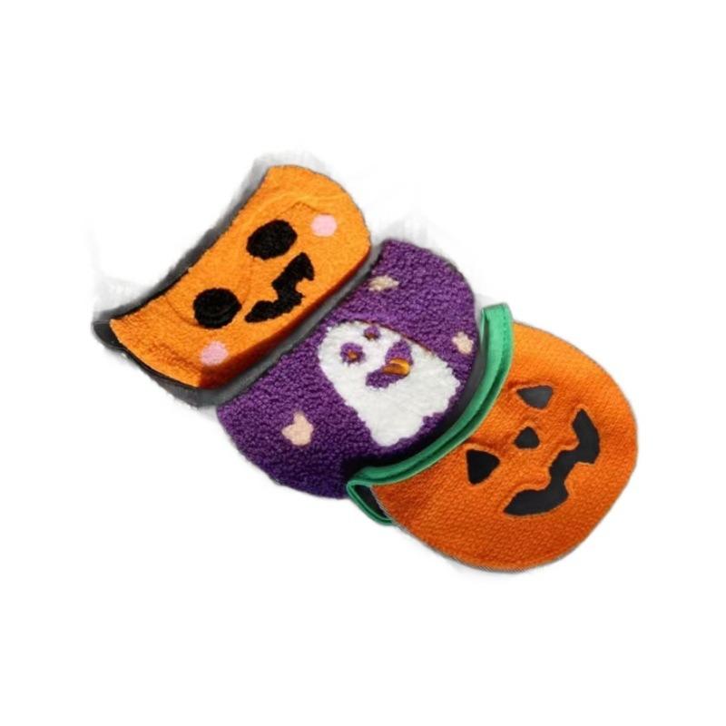 Салфетки для слюны питомца, Украшения на резинке для Хэллоуина и Фестиваля призраков, Собака и кошка, тыква, призрак, мультяшная вышивка, принадлежности