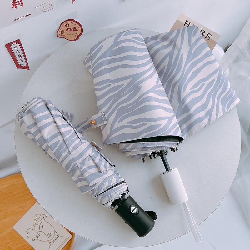 Simple Warm Gray Zebra Sun Umbrella, Dual-Use Sunshade and Rain Umbrella, Uv Protection, Foldable 70% off Umbrella for Girls