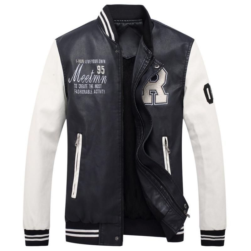 Baseball Jersey, Fashion Embroidery, Washed PU Men's New Leather Jacket