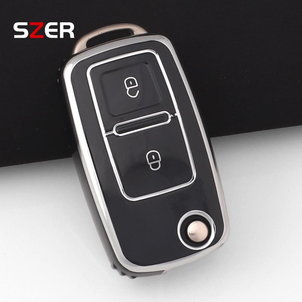 Для 2-кнопочного VW Volkswagen Golf 4 5 6 Mk4 Amarok Polo Bora Jetta Altea Alhambra Passat Beetle Caddy Tiguan ТПУ Чехол для автомобильного ключа Брелок