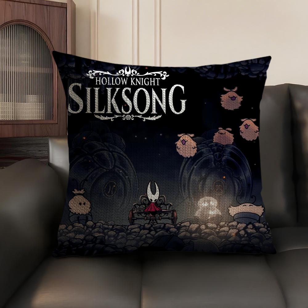 HHollow Knight Game Cushion Cover Natural Linen Organic Fabric DoubleSided Printing Sofa Home Decor Gift Pillow Case
